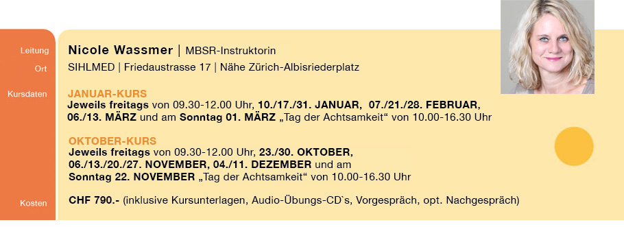 MBSR-8-Wochenkurs Januar 2020 Zürich